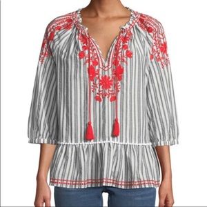 Kate Spade Broom St. Embroidered Peasant Top